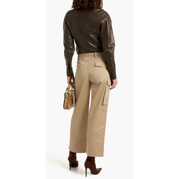Nilli Lotan 4 Yannic Cargo Pant $450 High Rise Wide Leg Cropped Tan Desert Sand - Picture 5 of 11
